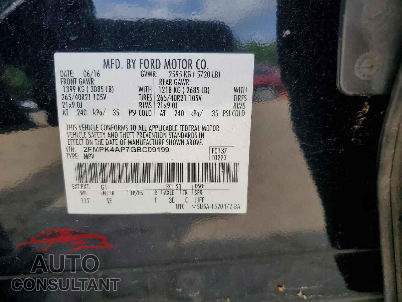 FORD EDGE 2016 - 2FMPK4AP7GBC09199