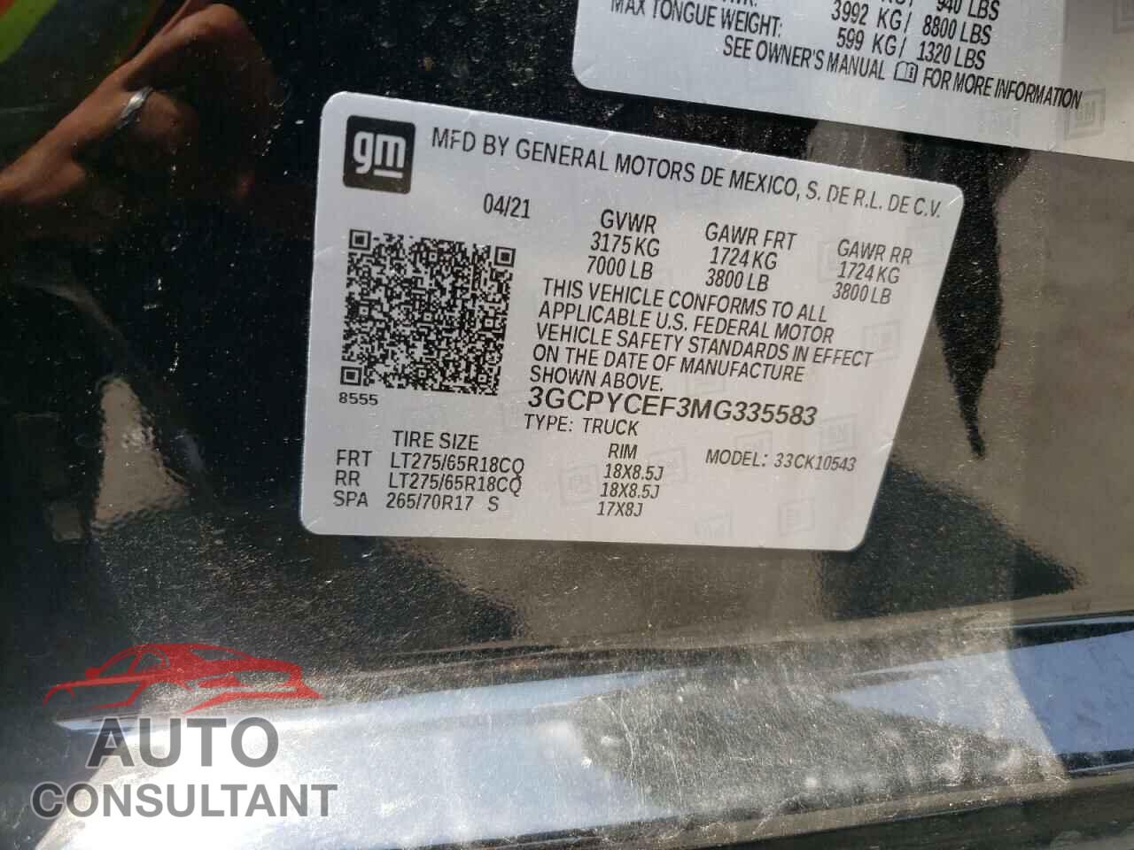 CHEVROLET SILVERADO 2021 - 3GCPYCEF3MG335583