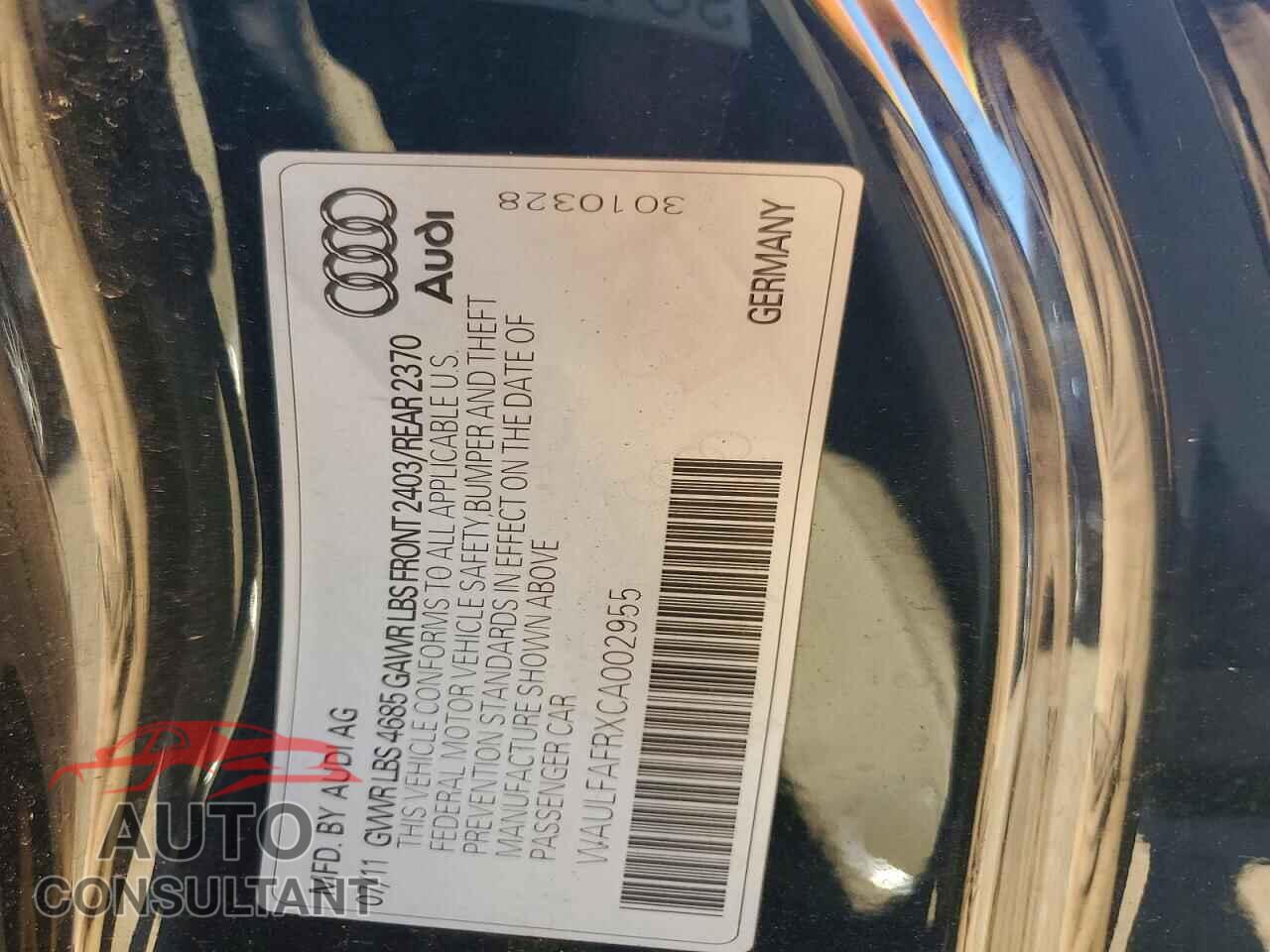 AUDI A5 2012 - WAULFAFRXCA002955