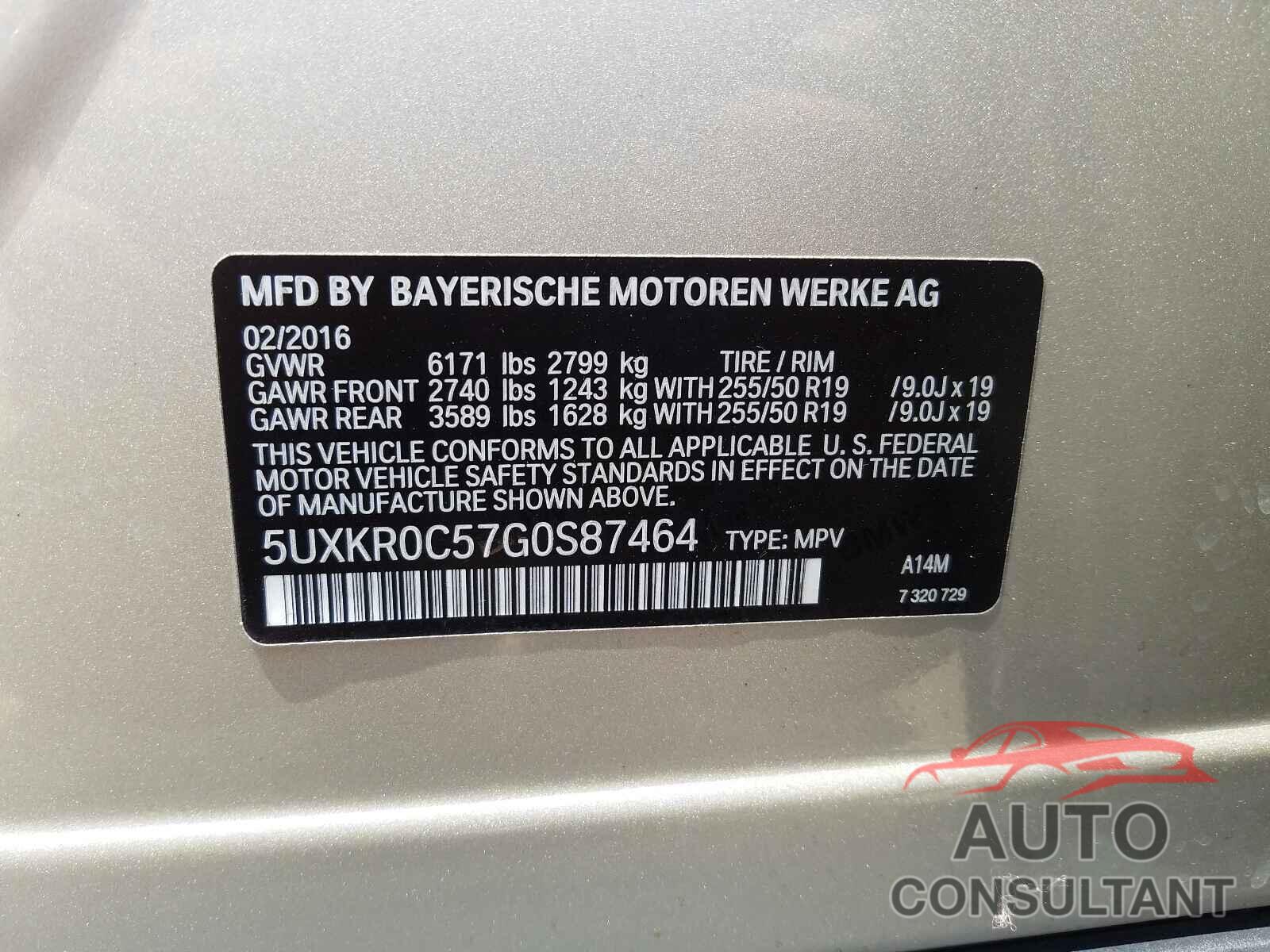 BMW X5 2016 - 5UXKR0C57G0S87464