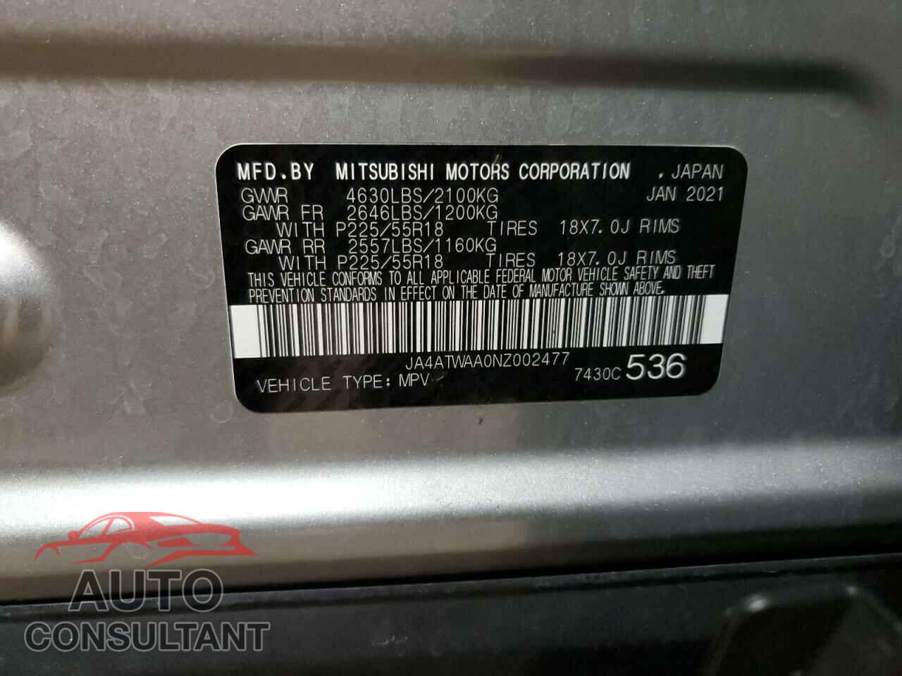 MITSUBISHI ECLIPSE 2022 - JA4ATWAA0NZ002477