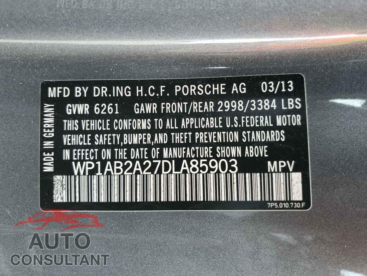 PORSCHE CAYENNE 2013 - WP1AB2A27DLA85903
