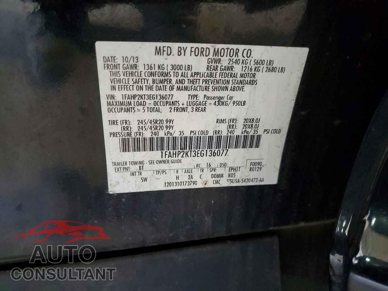 FORD TAURUS 2014 - 1FAHP2KT3EG136077