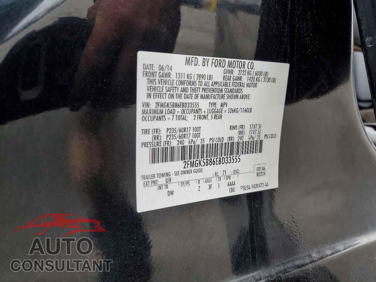 FORD FLEX 2014 - 2FMGK5B86EBD33555