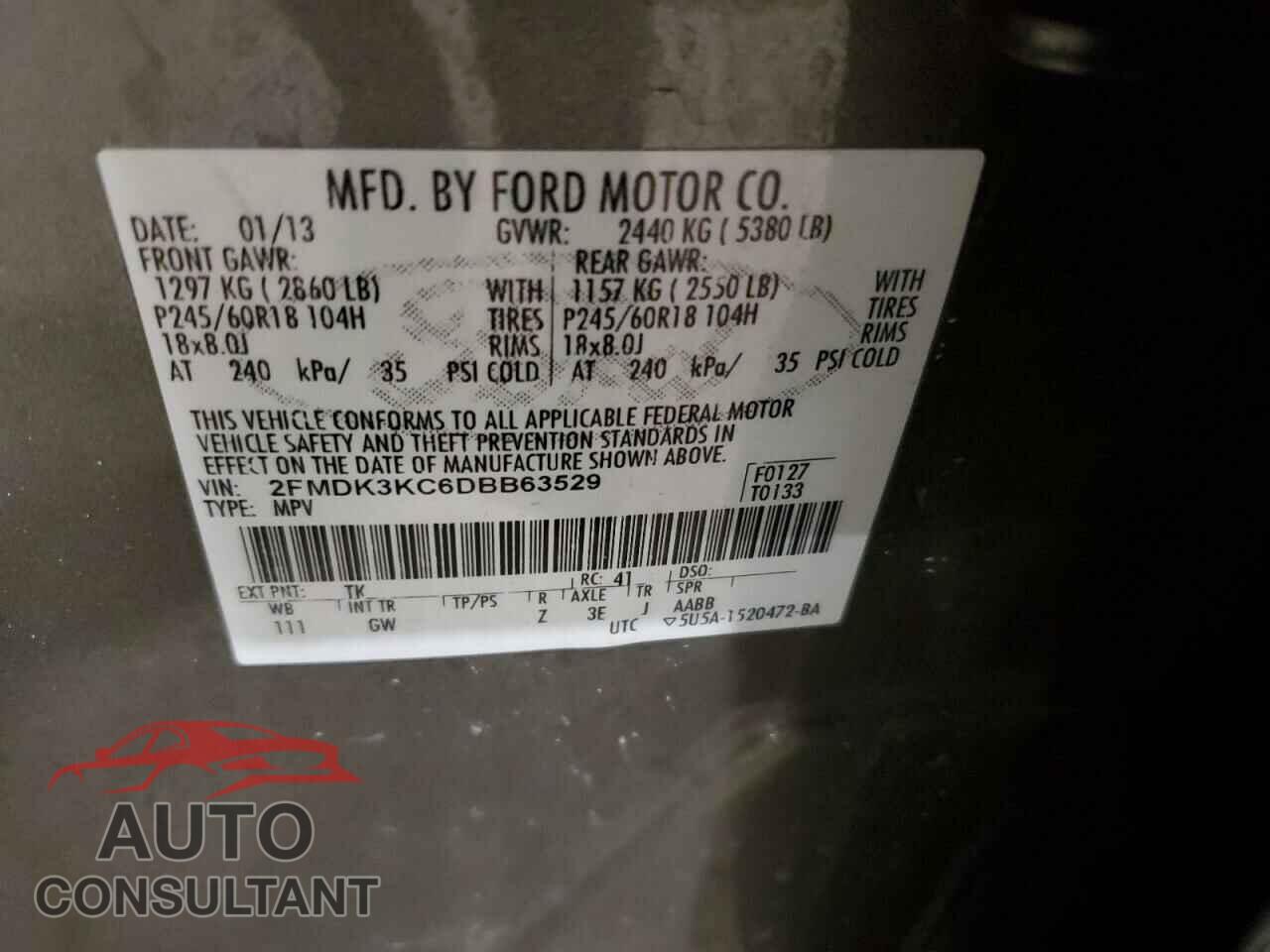 FORD EDGE 2013 - 2FMDK3KC6DBB63529