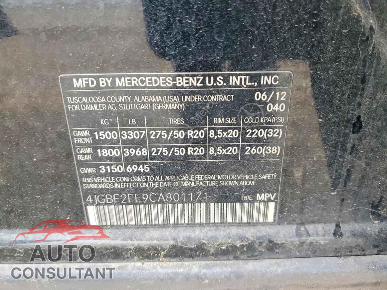 MERCEDES-BENZ GL-CLASS 2012 - 4JGBF2FE9CA801171