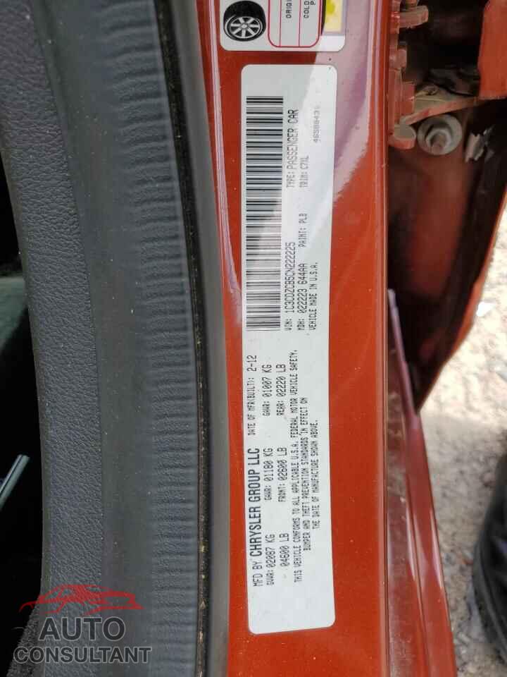 DODGE AVENGER 2012 - 1C3CDZCB5CN222225