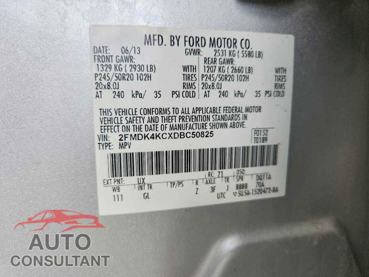 FORD EDGE 2013 - 2FMDK4KCXDBC50825