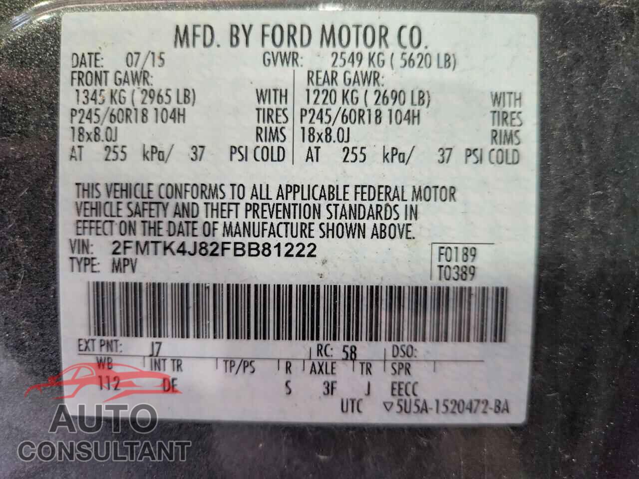 FORD EDGE 2015 - 2FMTK4J82FBB81222