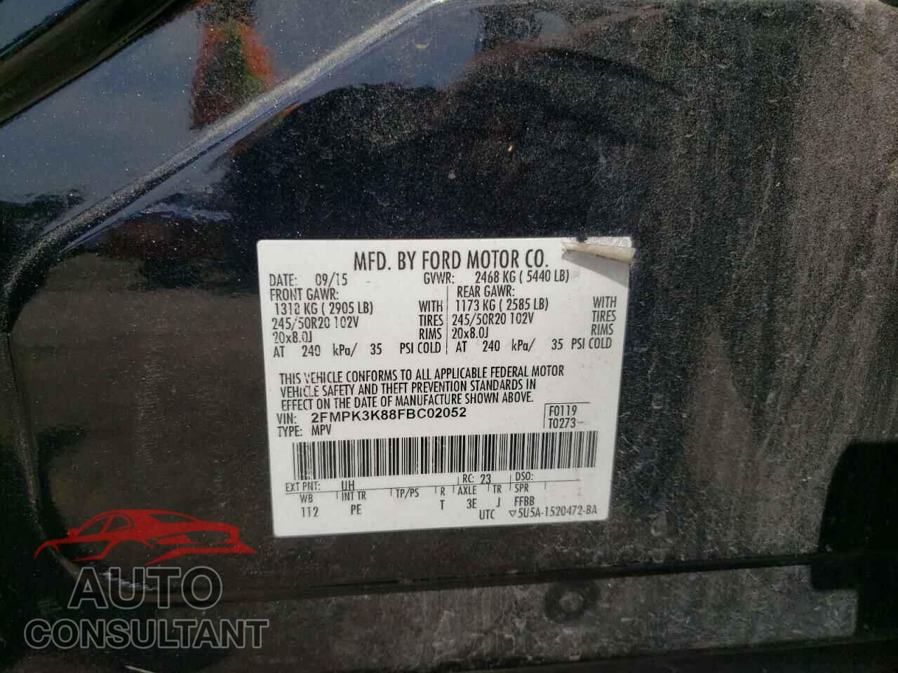 FORD EDGE 2015 - 2FMPK3K88FBC02052