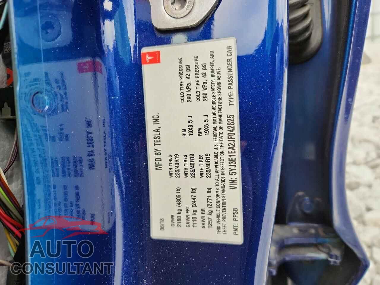 TESLA MODEL 3 2018 - 5YJ3E1EA2JF042825