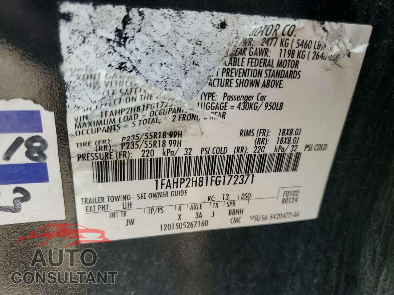 FORD TAURUS 2015 - 1FAHP2H81FG172371