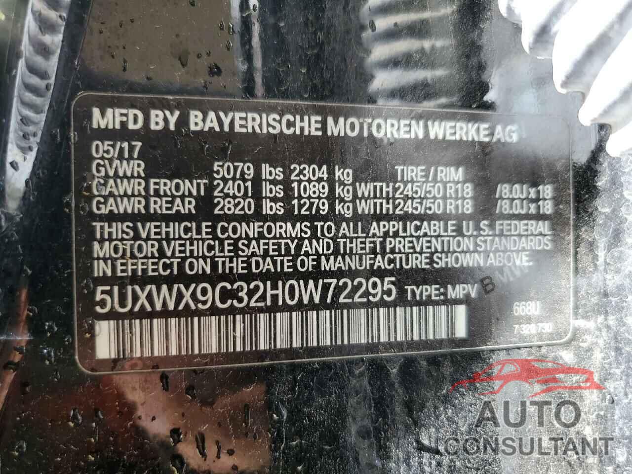 BMW X3 2017 - 5UXWX9C32H0W72295