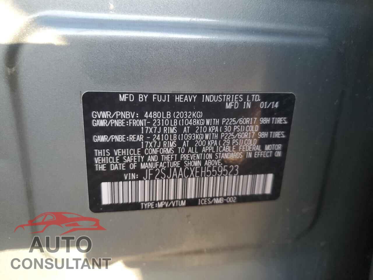 SUBARU FORESTER 2014 - JF2SJAACXEH559523