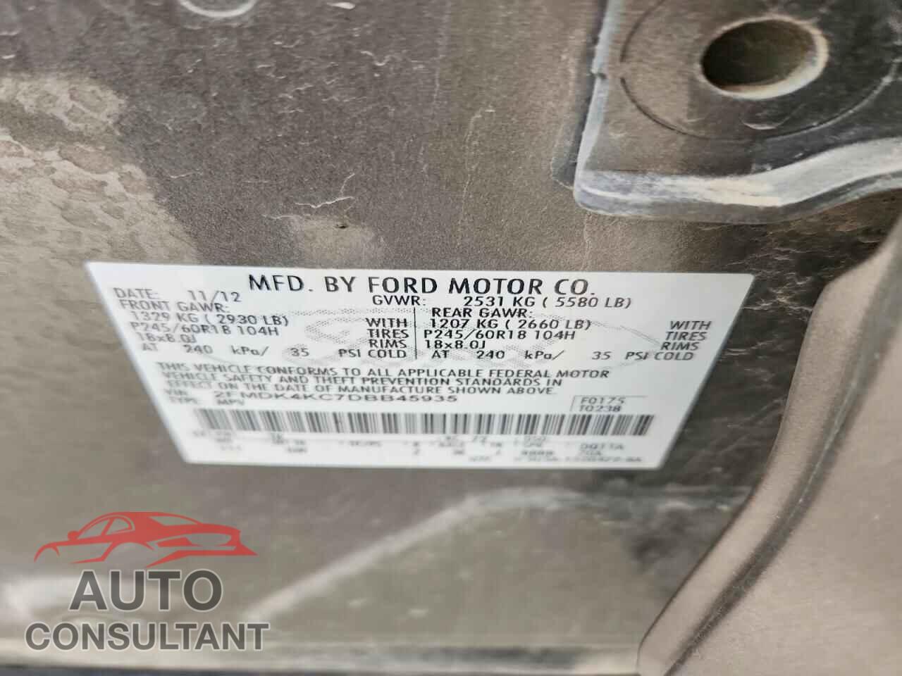 FORD EDGE 2013 - 2FMDK4KC7DBB45935
