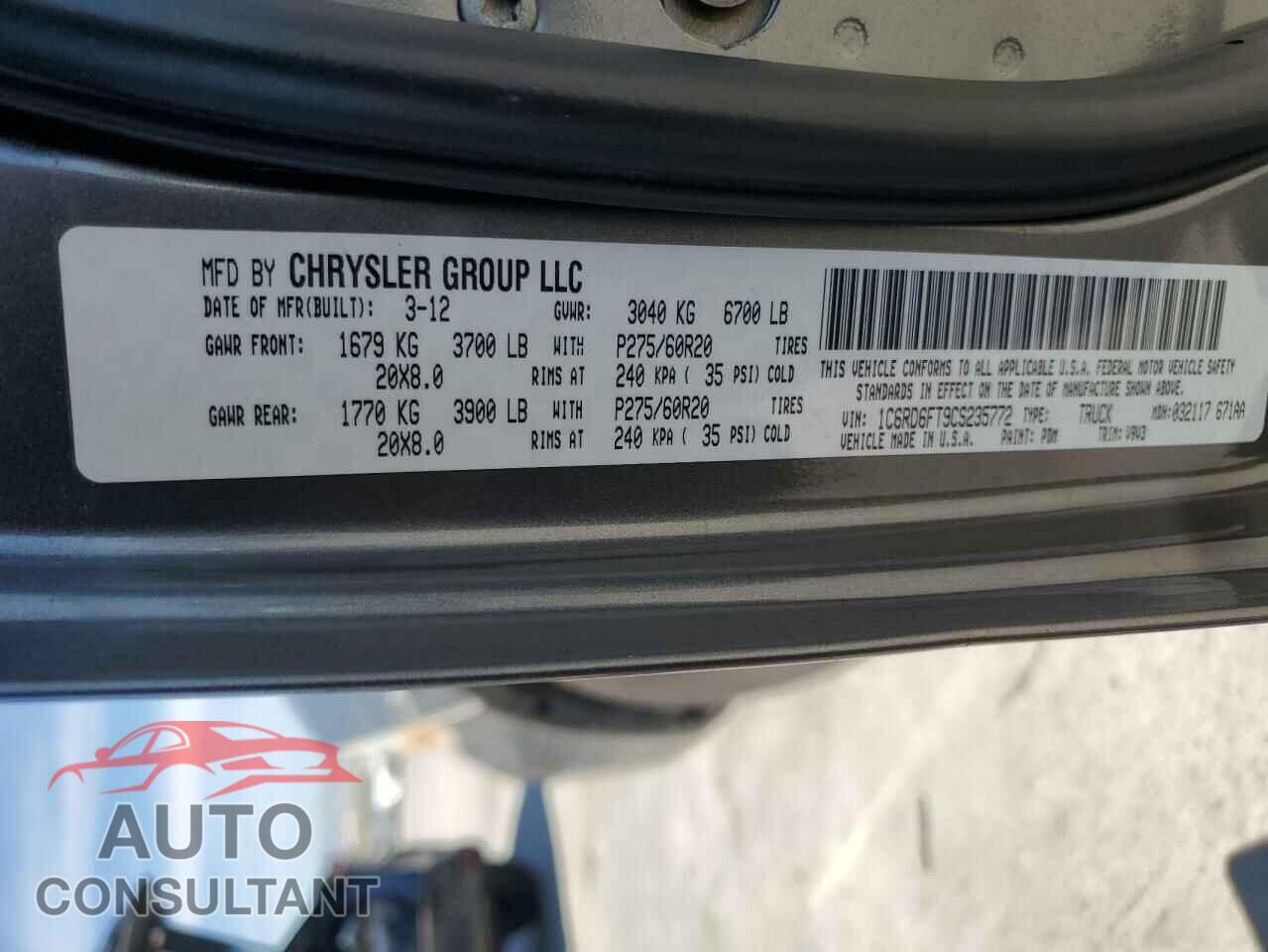 DODGE RAM 1500 2012 - 1C6RD6FT9CS235772