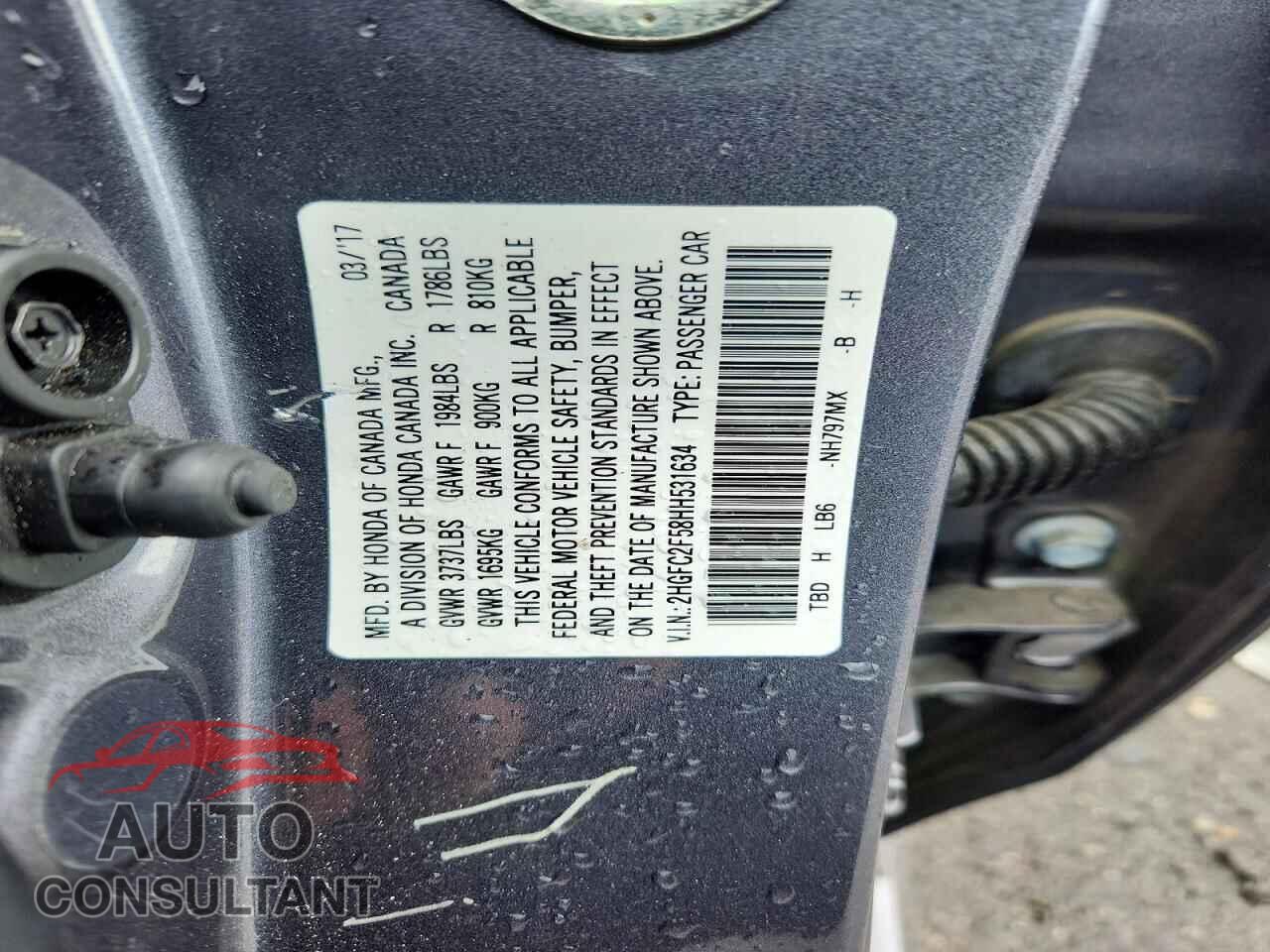 HONDA CIVIC 2017 - 2HGFC2F58HH531634