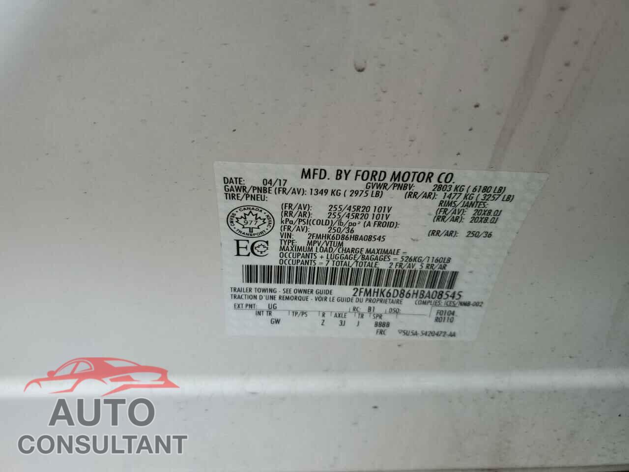 FORD FLEX 2017 - 2FMHK6D86HBA08545