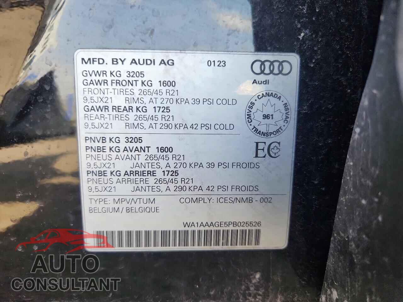 AUDI E-TRON 2023 - WA1AAAGE5PB025526