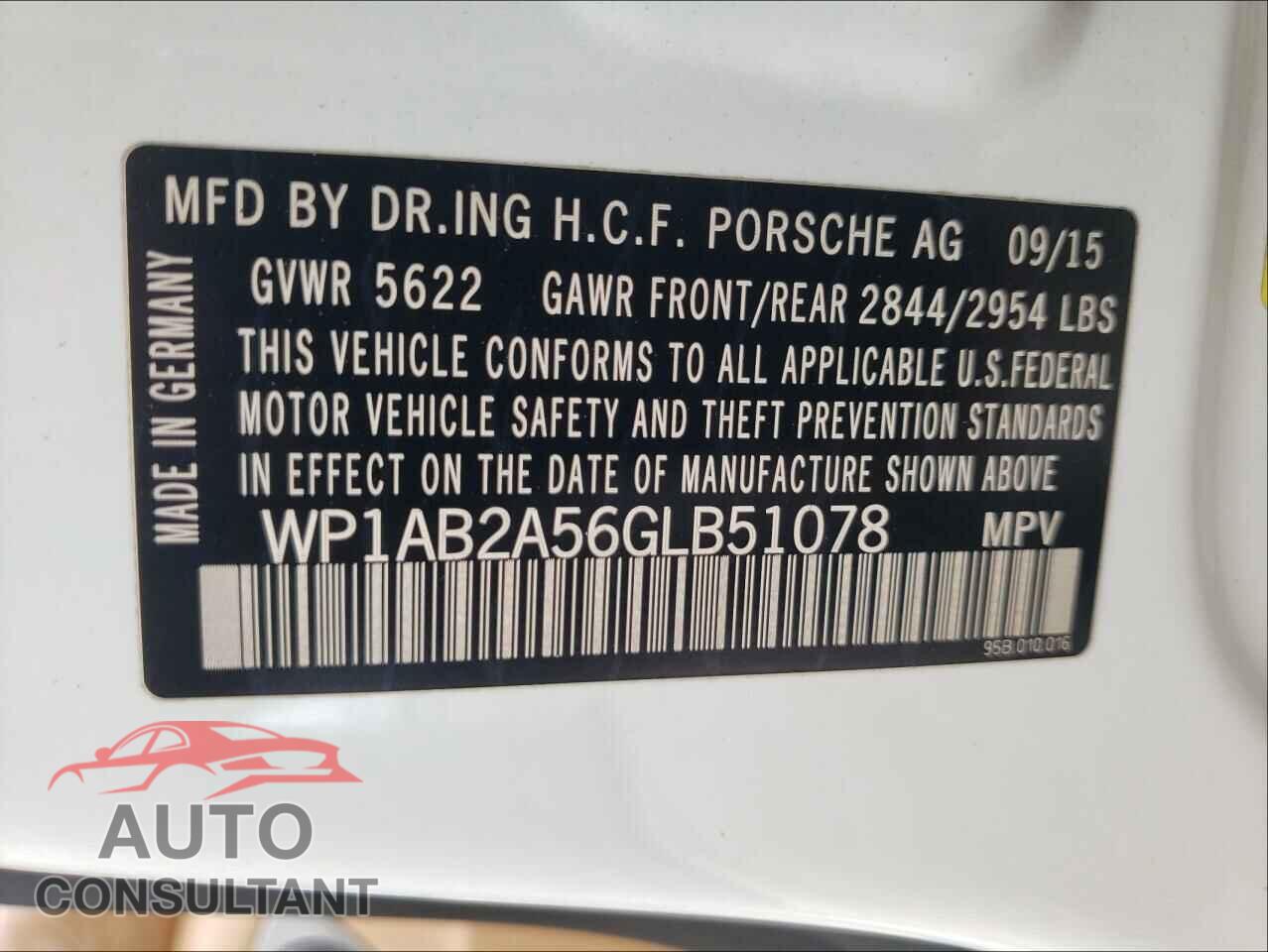 PORSCHE MACAN 2016 - WP1AB2A56GLB51078