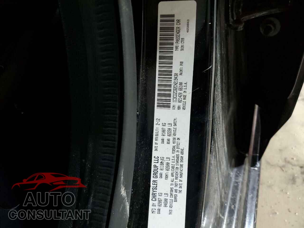 DODGE AVENGER 2012 - 1C3CDZCB2CN219430