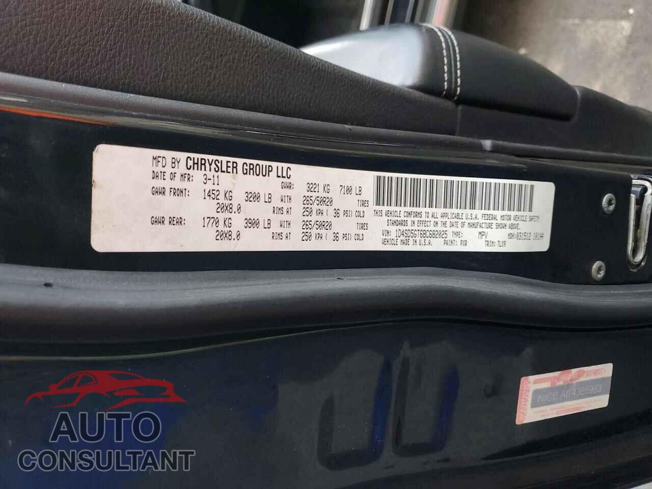 DODGE DURANGO 2011 - 1D4SD5GT6BC682025