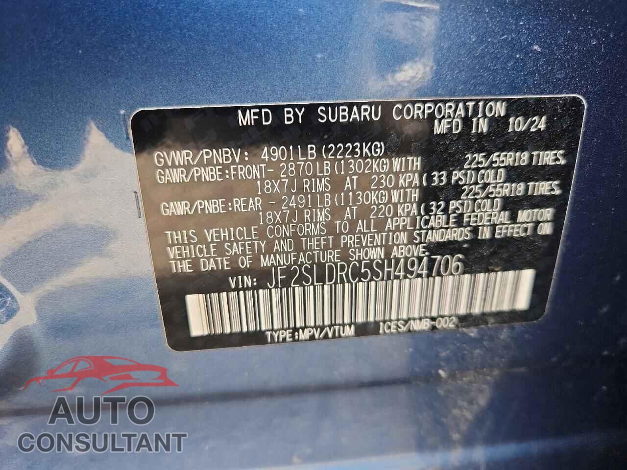 SUBARU FORESTER 2025 - JF2SLDRC5SH494706