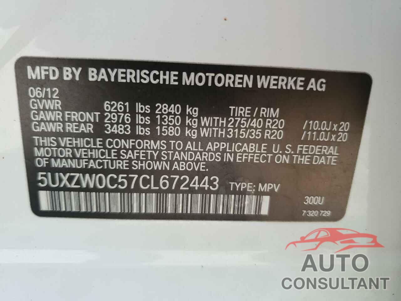 BMW X5 2012 - 5UXZW0C57CL672443