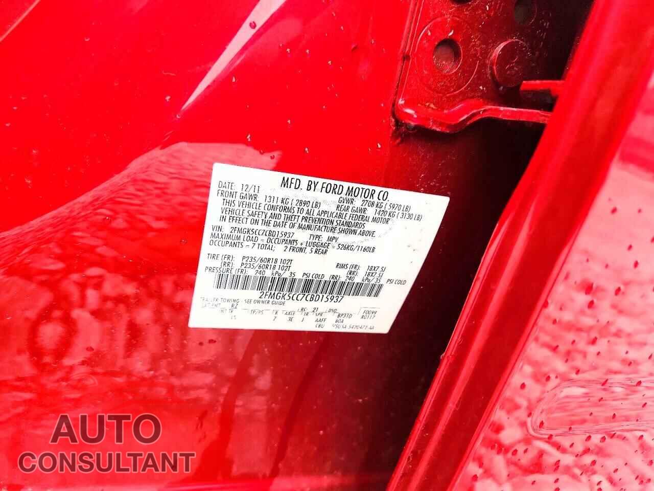 FORD FLEX 2012 - 2FMGK5CC7CBD15937