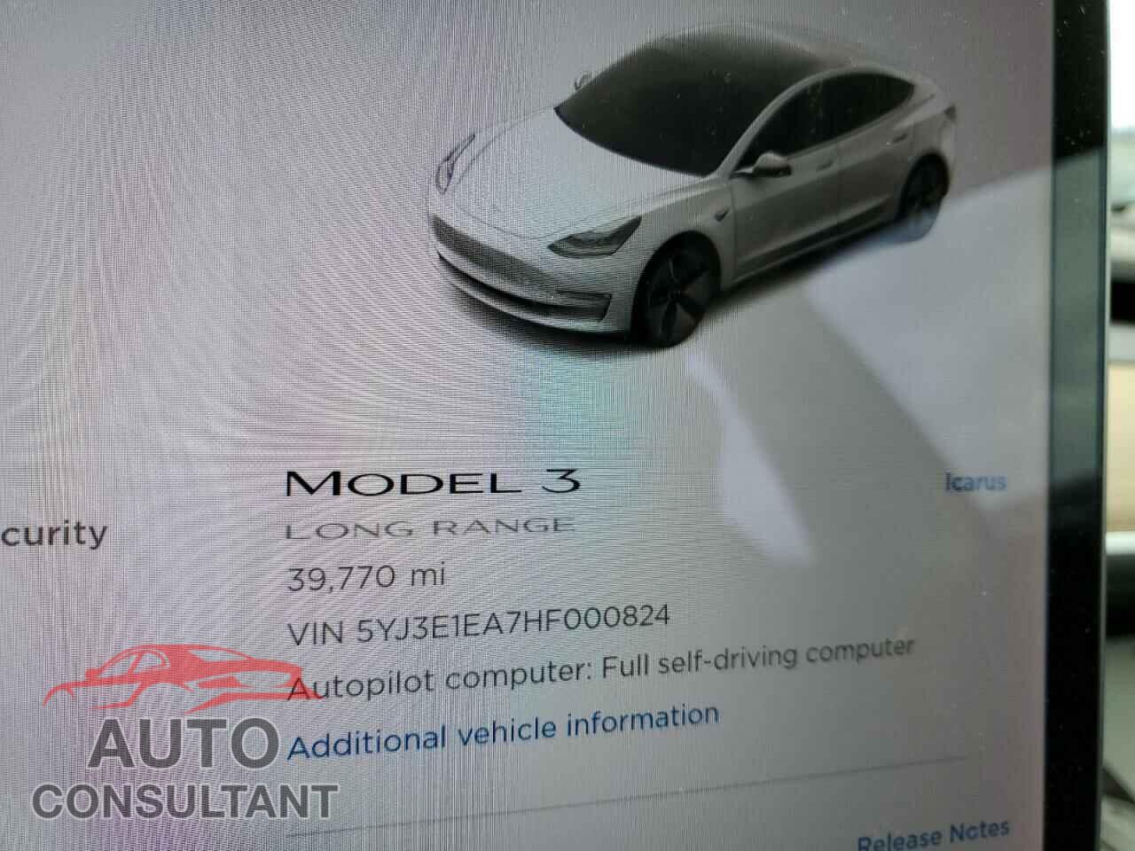TESLA MODEL 3 2017 - 5YJ3E1EA7HF000824