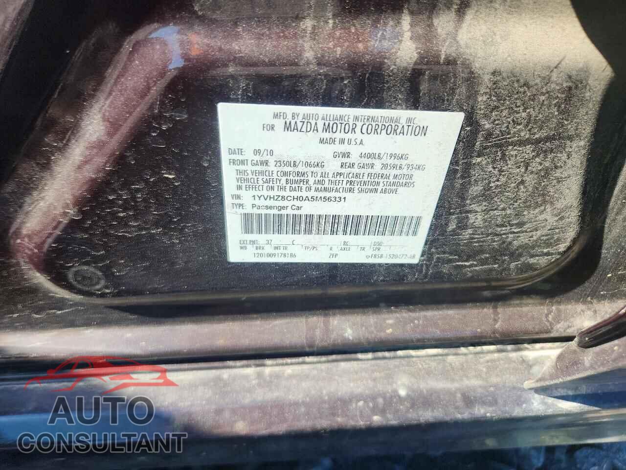 MAZDA 6 2010 - 1YVHZ8CH0A5M56331