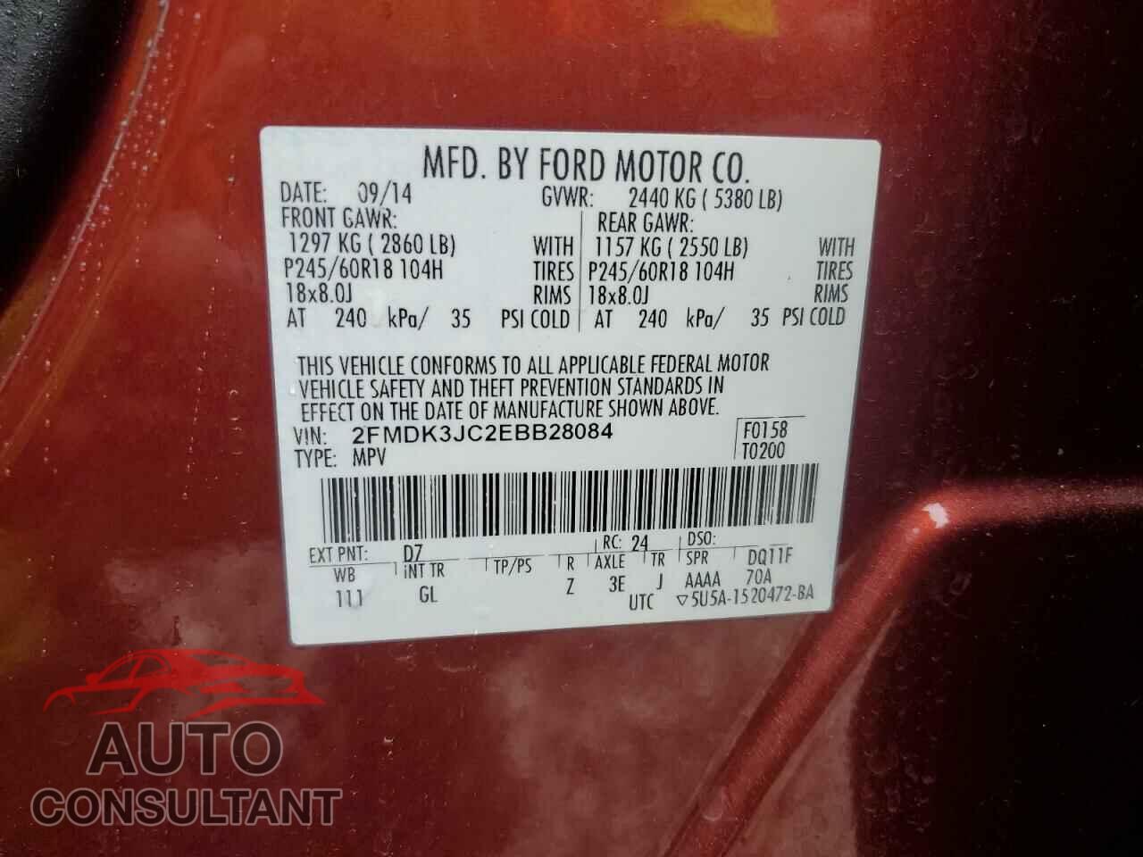 FORD EDGE 2014 - 2FMDK3JC2EBB28084