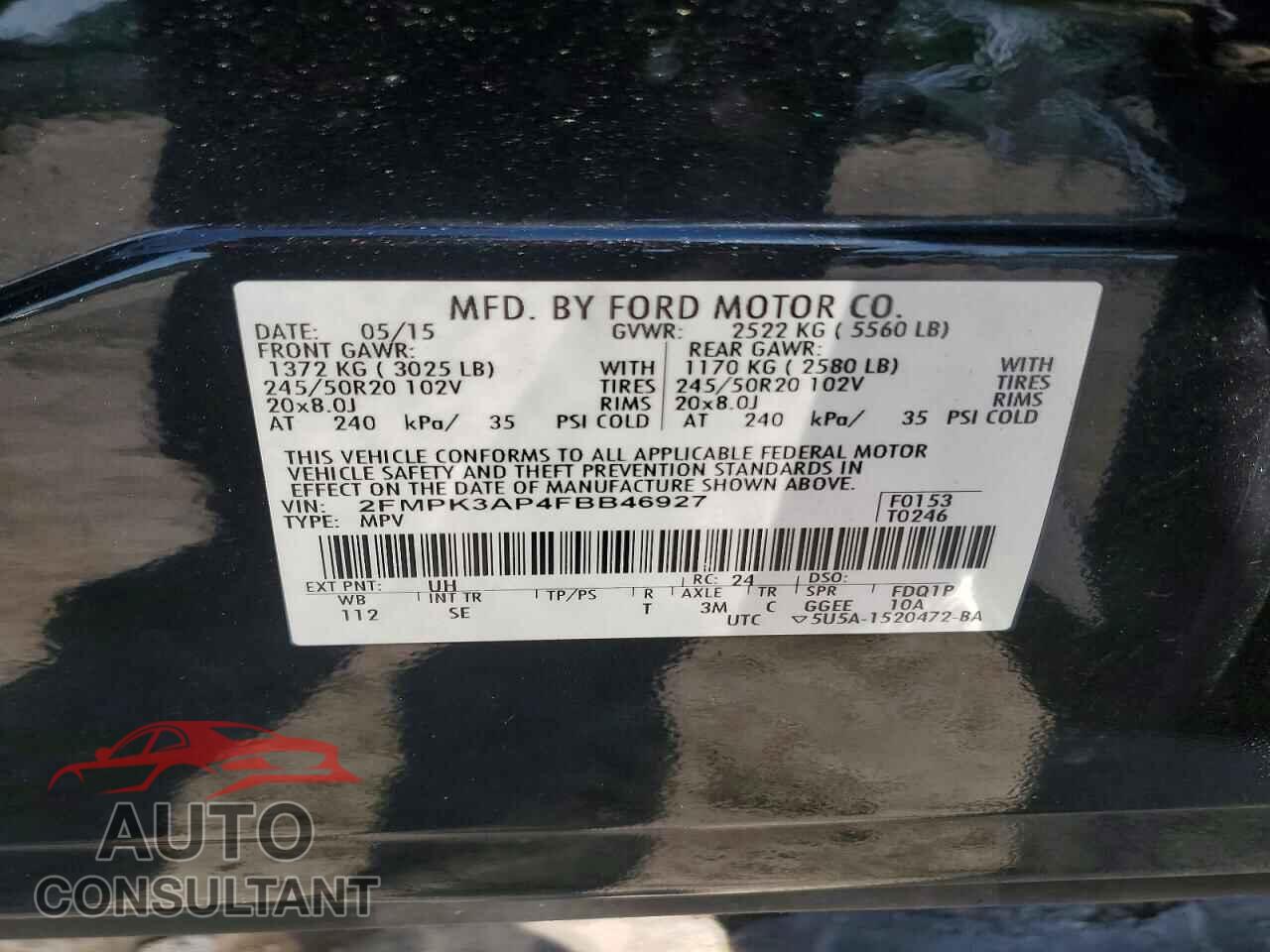 FORD EDGE 2015 - 2FMPK3AP4FBB46927