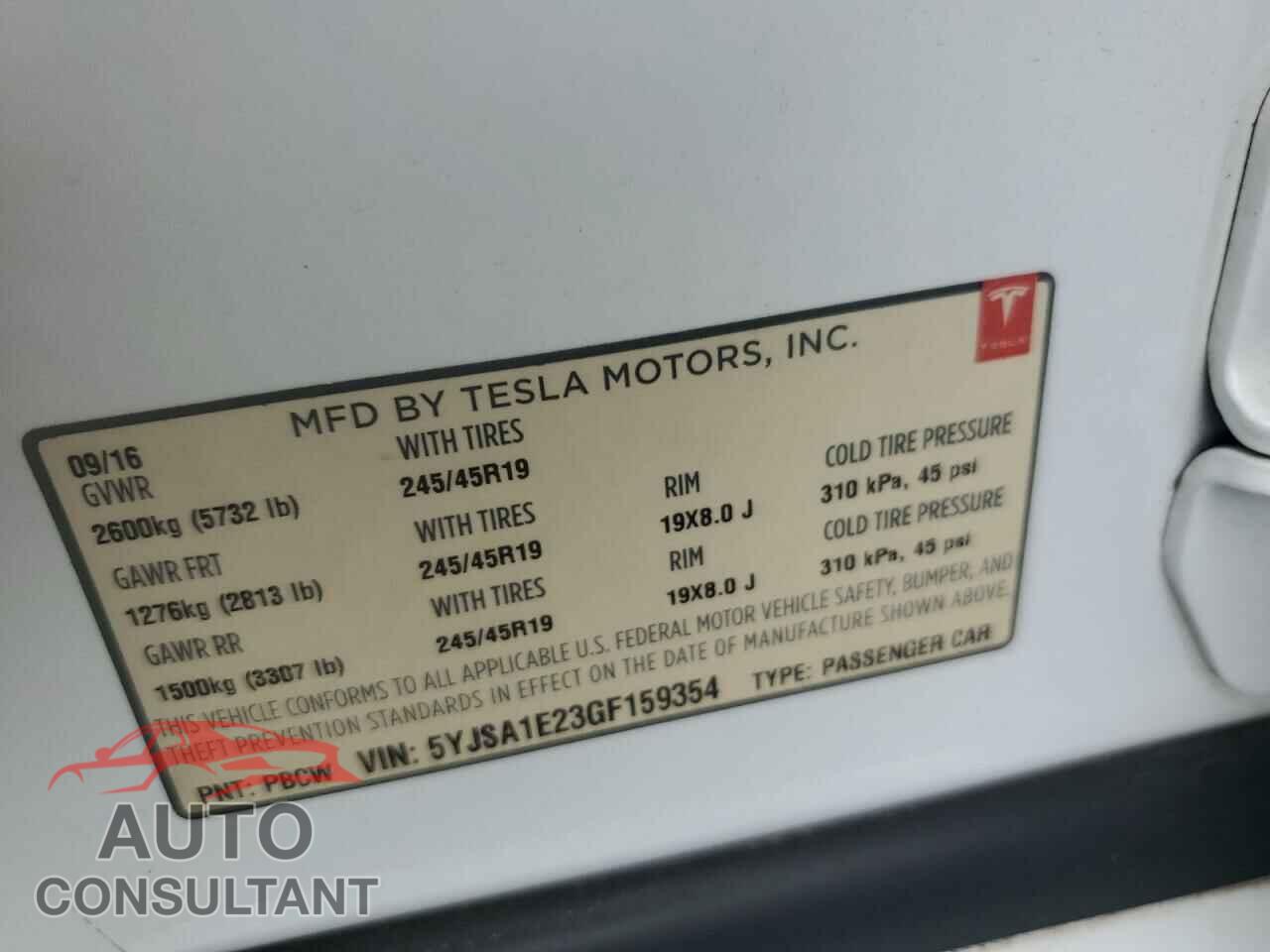 TESLA MODEL S 2016 - 5YJSA1E23GF159354