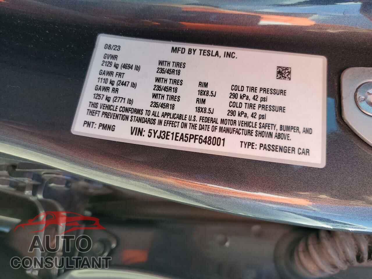 TESLA MODEL 3 2023 - 5YJ3E1EA5PF648001