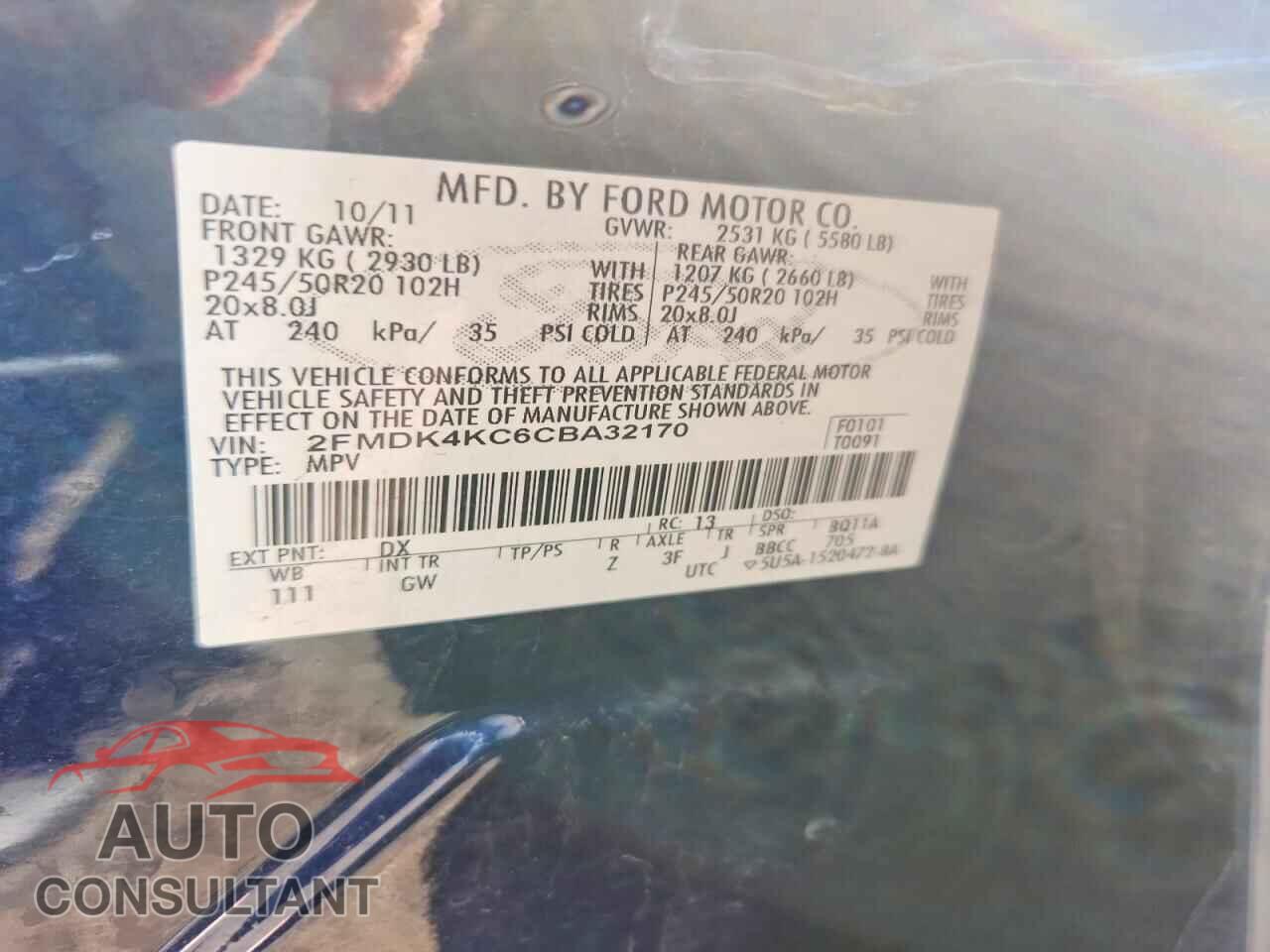 FORD EDGE 2012 - 2FMDK4KC6CBA32170