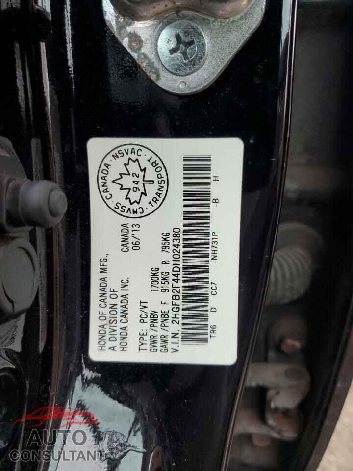 HONDA CIVIC 2013 - 2HGFB2F44DH024380