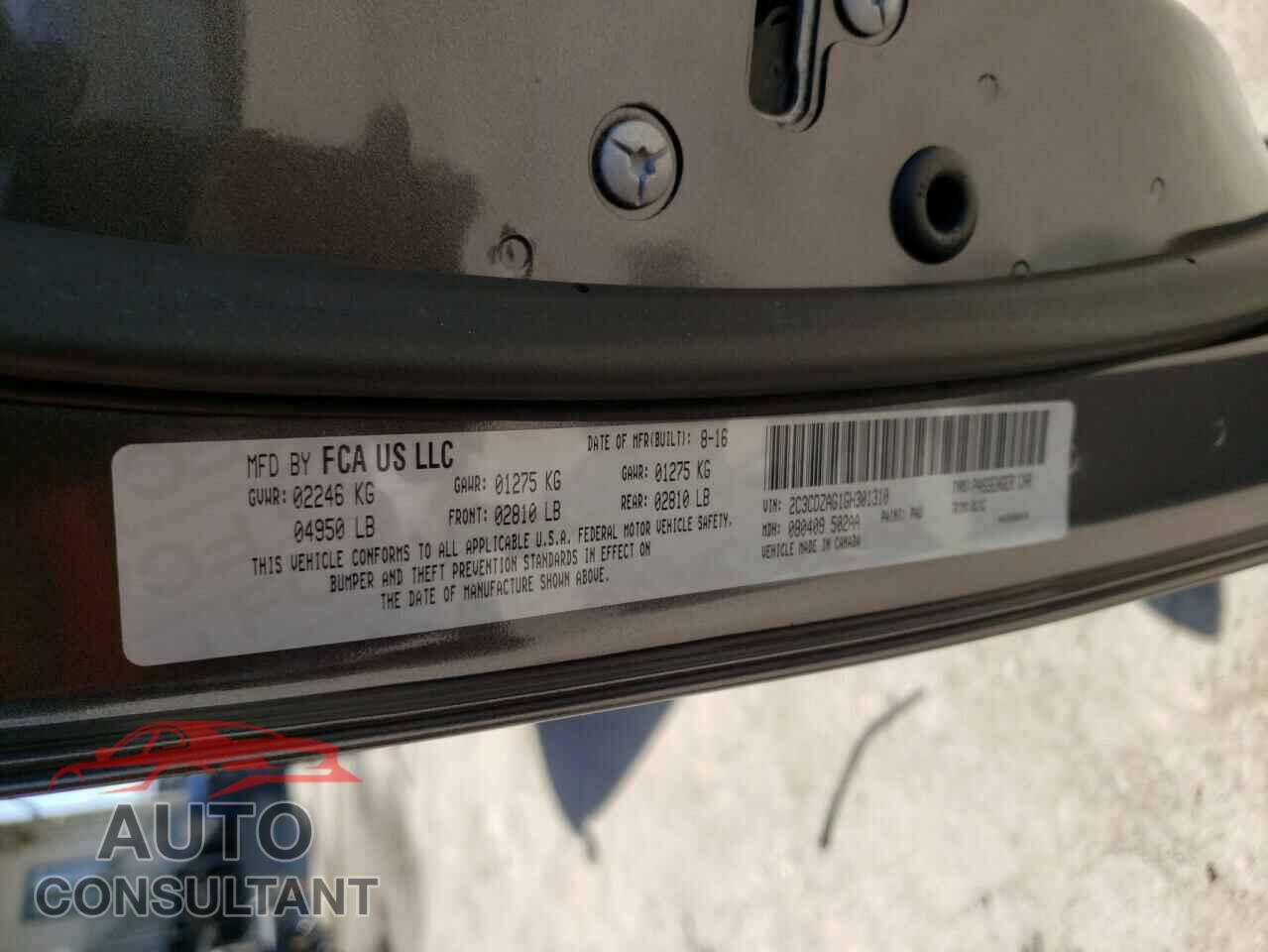 DODGE CHALLENGER 2016 - 2C3CDZAG1GH301310