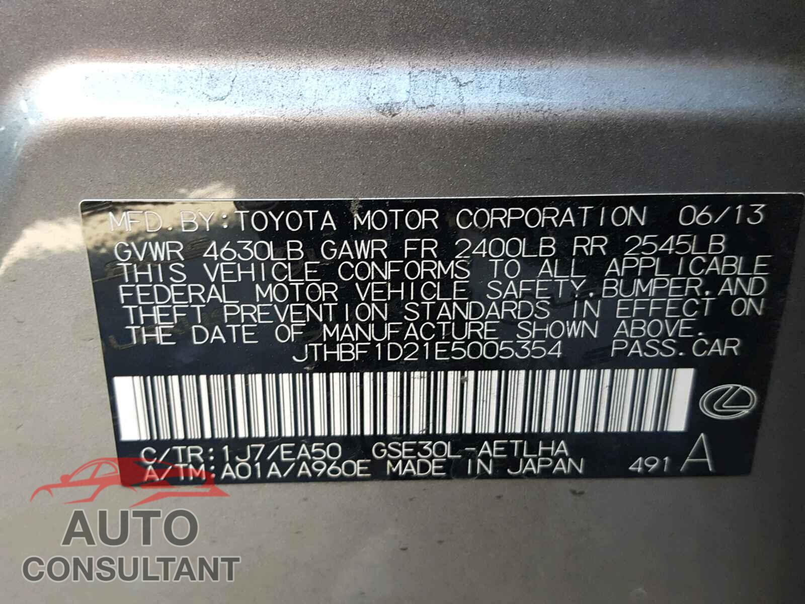 LEXUS IS 250 2014 - JTHBF1D21E5005354