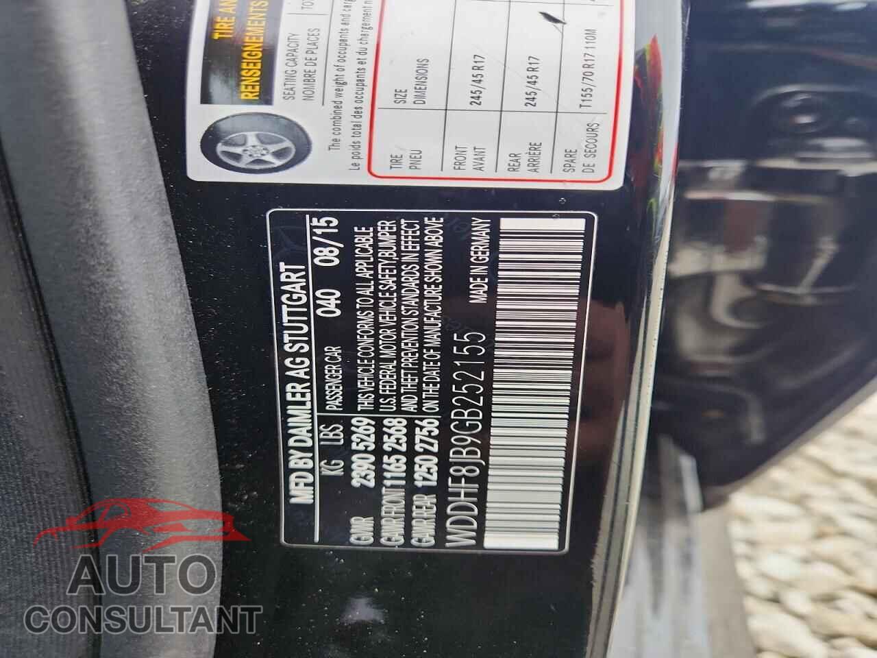 MERCEDES-BENZ E-CLASS 2016 - WDDHF8JB9GB252155