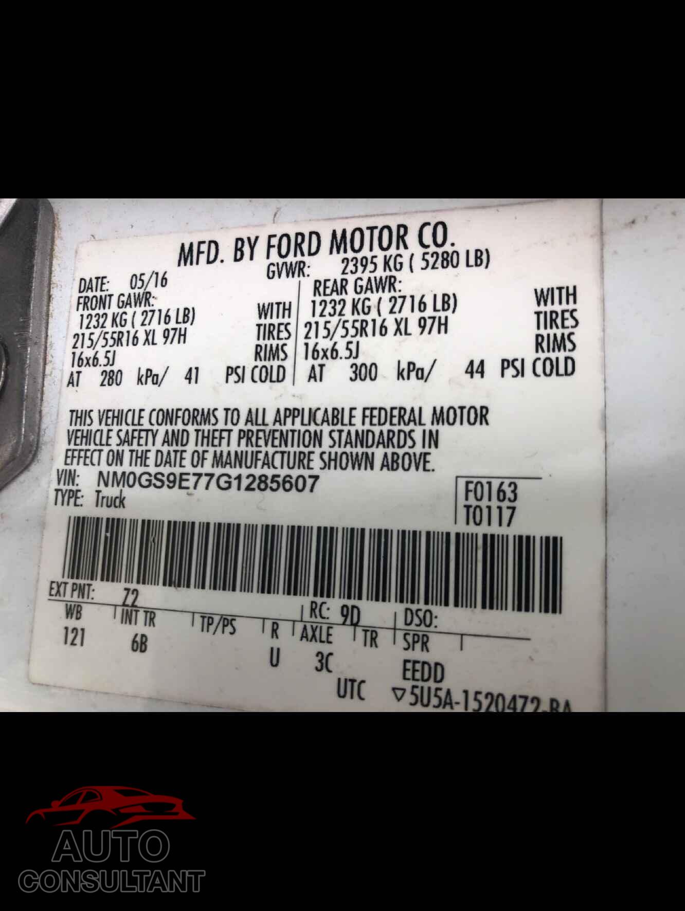 FORD TRANSIT CO 2016 - NM0GS9E77G1285607