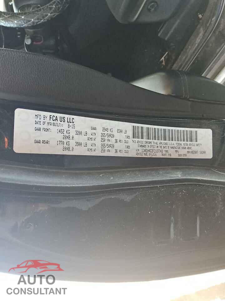 DODGE DURANGO 2015 - 1C4RDHAG3FC127743