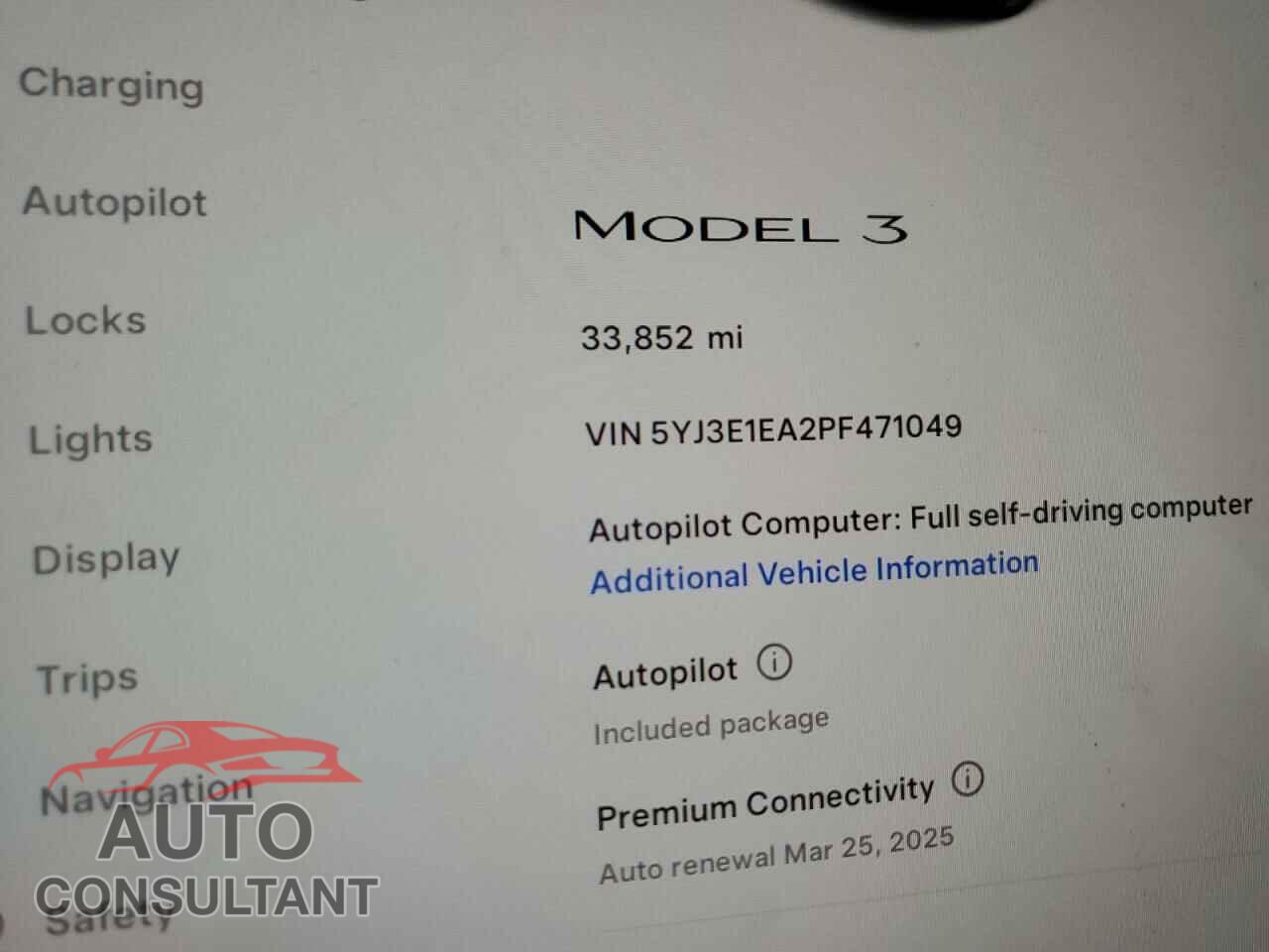 TESLA MODEL 3 2023 - 5YJ3E1EA2PF471049