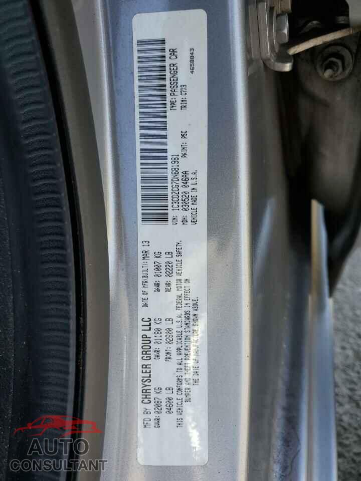 DODGE AVENGER 2013 - 1C3CDZCG7DN681981