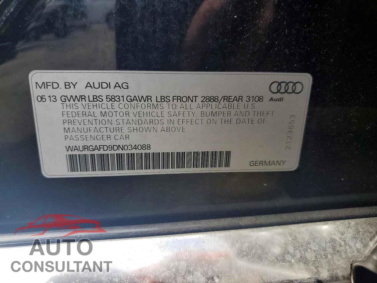 AUDI A8 2013 - WAURGAFD9DN034088