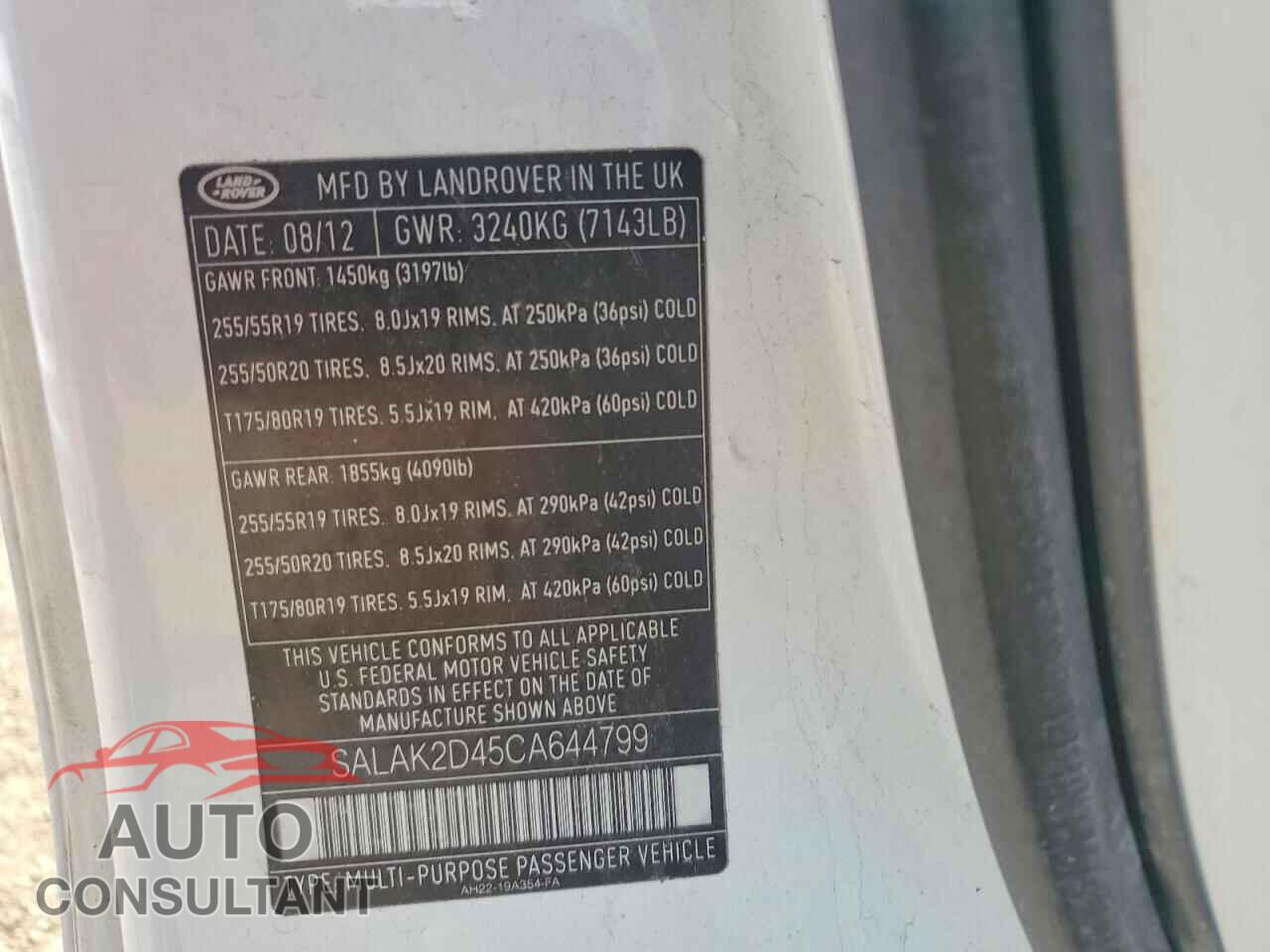 LAND ROVER LR4 2012 - SALAK2D45CA644799