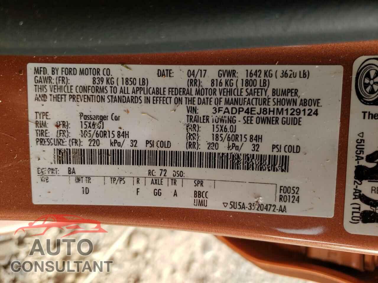 FORD FIESTA 2017 - 3FADP4EJ8HM129124