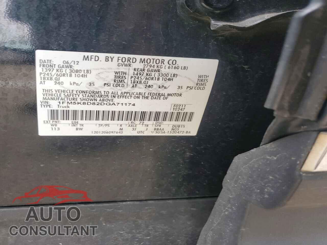 FORD EXPLORER 2013 - 1FM5K8D82DGA71174