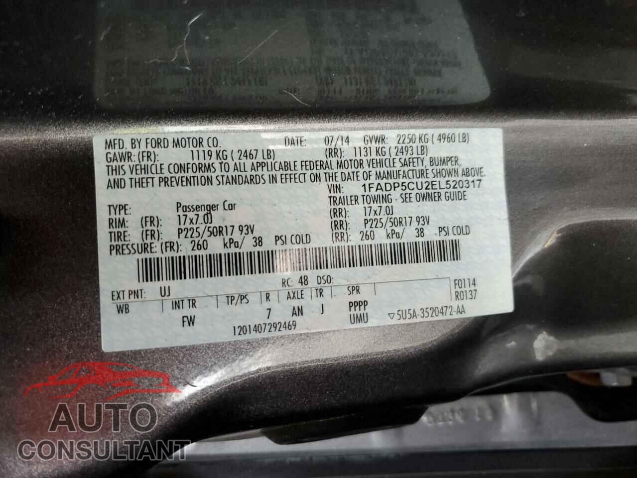 FORD CMAX 2014 - 1FADP5CU2EL520317
