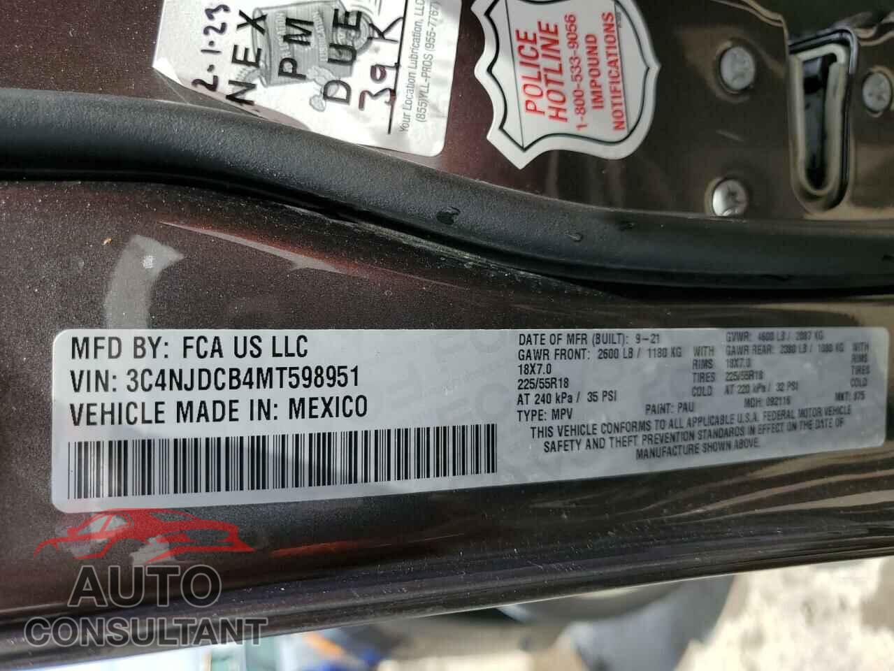 JEEP COMPASS 2021 - 3C4NJDCB4MT598951